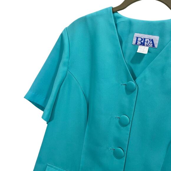 Vintage 90s Teal Boxy Button-Front Top by BFA Classics Women's Size XL - Picture 4 of 8
